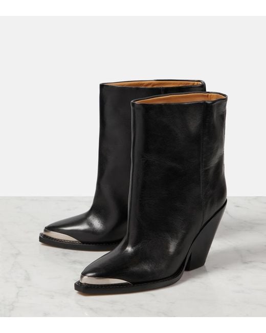 Isabel Marant Black Ladel Leather Ankle Boots