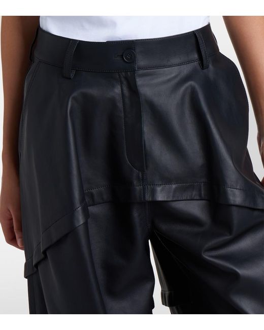 Loewe Black Paneled Leather Wide-Leg Pants