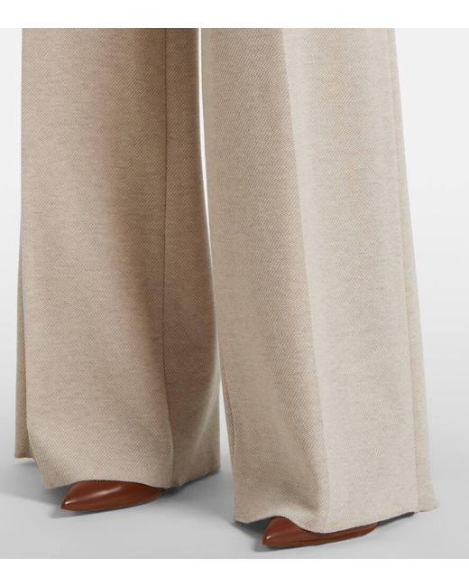 Max Mara Natural Corea Cotton And Wool Jersey Wide-Leg Pants
