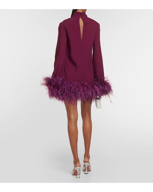 Vestido corto Gina en crepe con plumas ‎Taller Marmo de color Purple