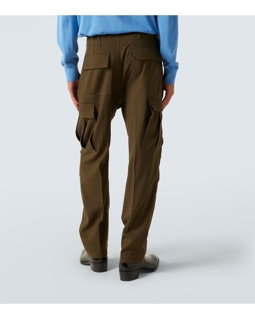 Tom Ford Green Wool, Cashmere, And Silk Cargo Pants for men