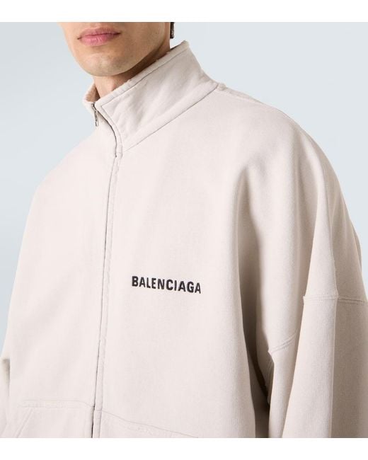 Balenciaga Natural Logo Cotton Jersey Track Jacket for men