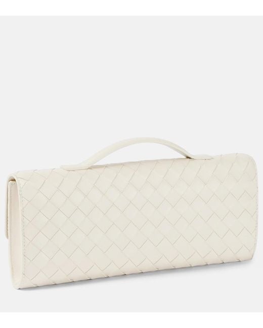Bottega Veneta Natural Andiamo Intrecciato Leather Clutch