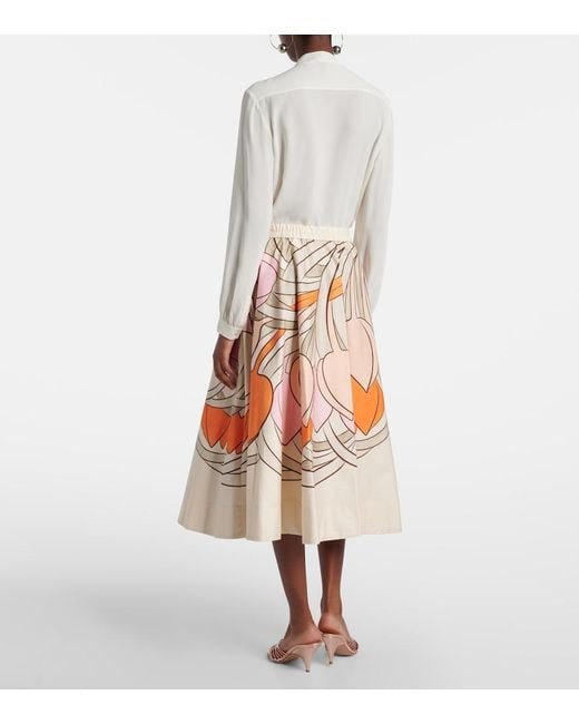 LaDoubleJ Multicolor Ballerina Floral Cotton Midi Skirt