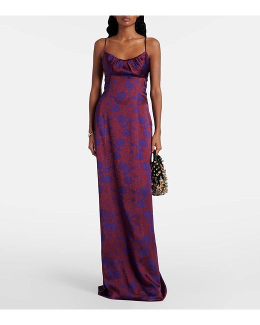 Dries Van Noten Purple Maxikleid Dirios Aus Jacquard