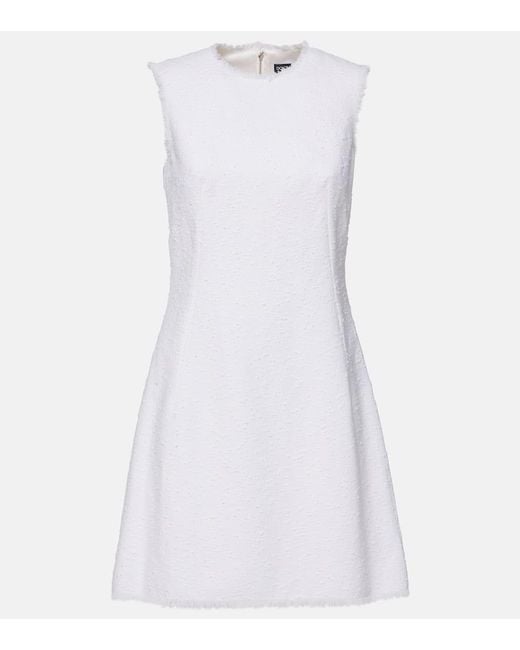 Dolce & Gabbana White Capri Cotton-Blend Tweed Minidress