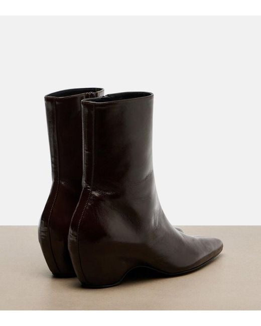 Khaite Black Sybil Leather Ankle Boots