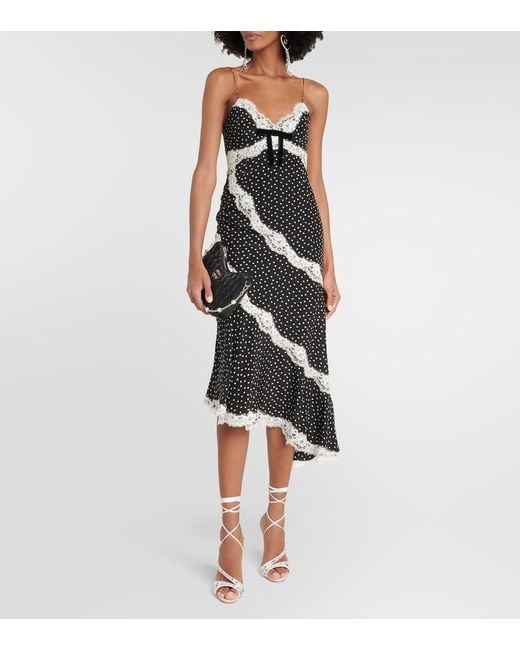 Alessandra Rich Black Heart-print Silk Midi Dress