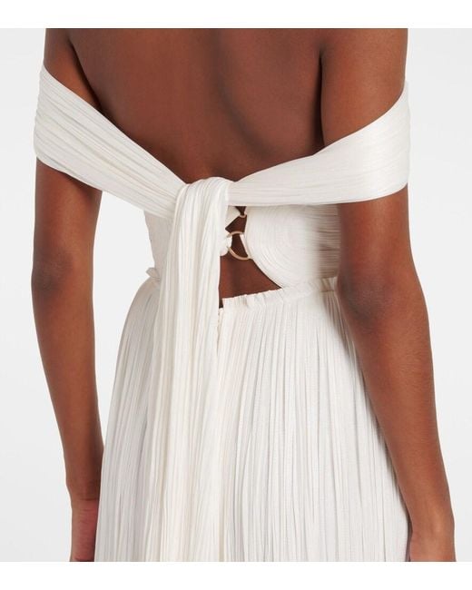 Maria Lucia Hohan White Sharon Off-Shoulder Silk Gown
