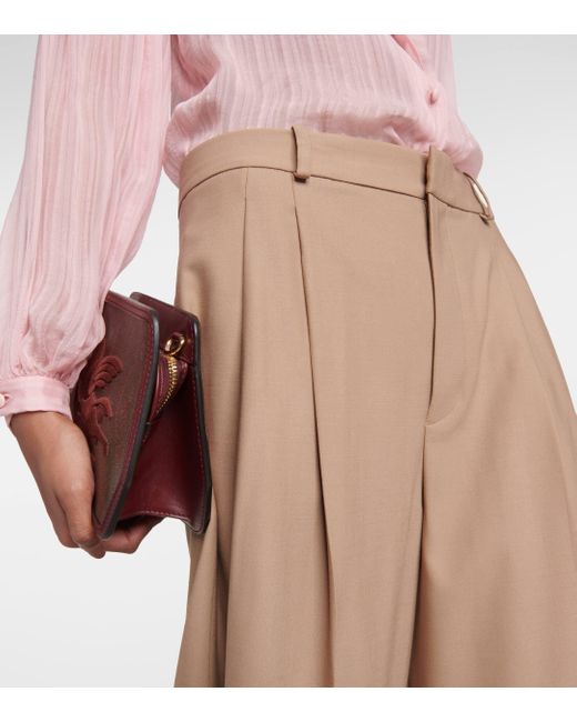 Polo Ralph Lauren Natural High-rise Wool-blend Wide-leg Pants