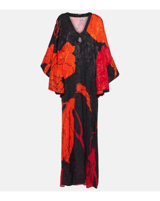Robe longue en jacquard a fleurs Johanna Ortiz en coloris Red