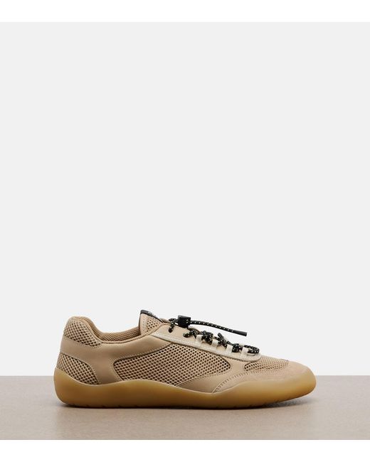 Prada Brown Speedrock Leather-Trimmed Sneakers