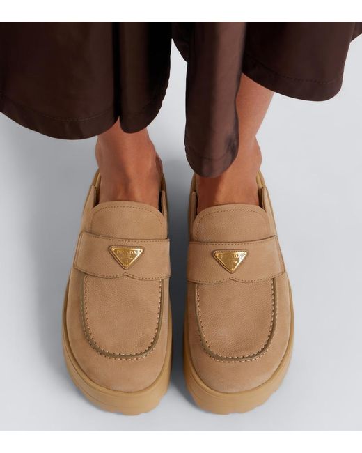 Prada Natural Suede Mules