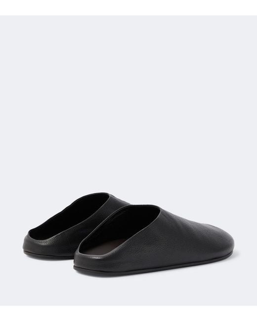 The Row Black Hudson Leather Mules for men