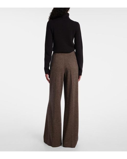 Ralph Lauren Brown Isaiah Wool Wide-Leg Pants