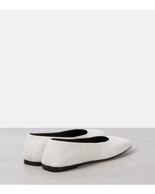The Row White Square Leather Ballet Flats
