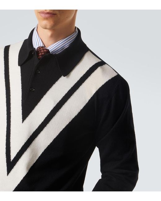 Valentino Blue Virgin Wool Polo Sweater for men