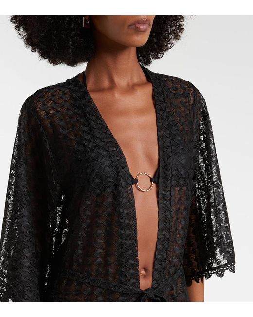 Melissa Odabash Black Talitha Semi-Sheer Kaftan