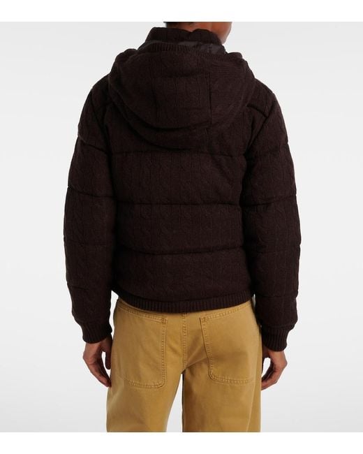 Polo Ralph Lauren Brown Cable-Knit Wool And Cashmere Puffer Jacket
