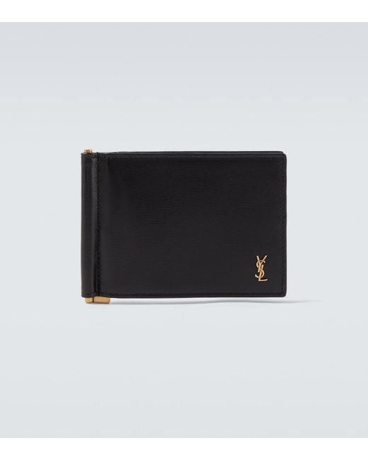 Saint Laurent Black Cassandre Leather Wallet for men