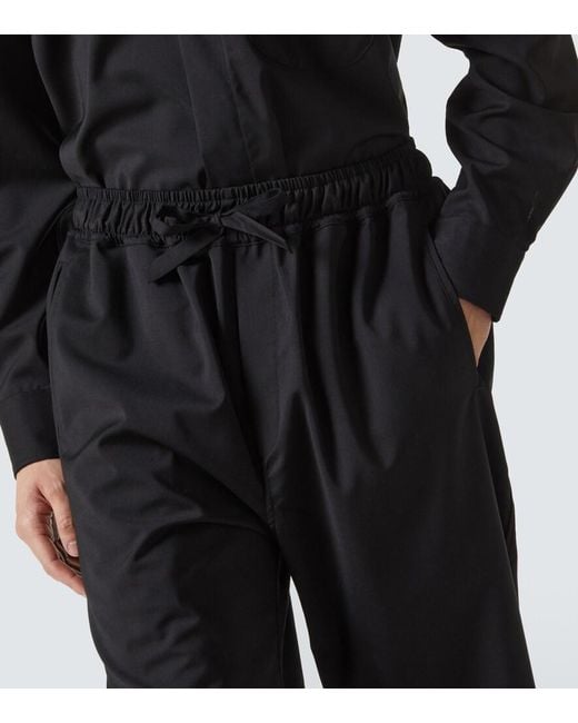 Saman Amel Black Wool Wide-Leg Pants for men