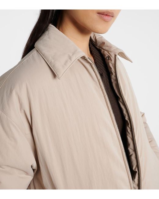 Piumino Con Pelle Intrecciato di Bottega Veneta in Natural