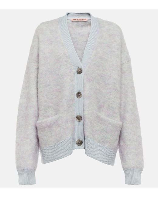 Acne Studios Mohair Wool-blend Cardigan in Gray | Lyst