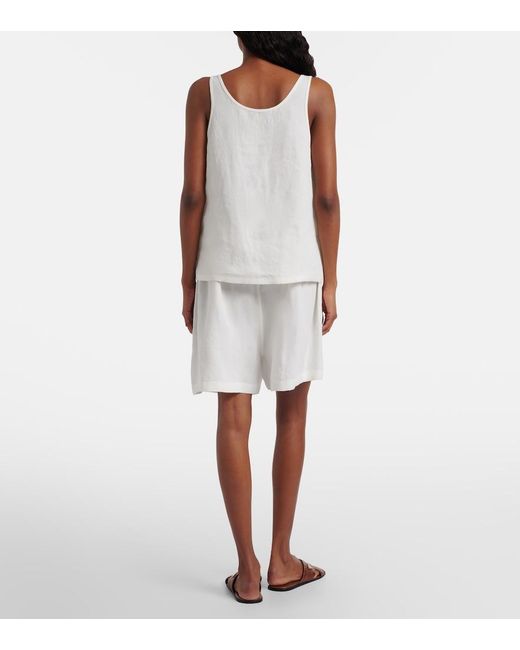 Prada White Embroidered Linen Shorts