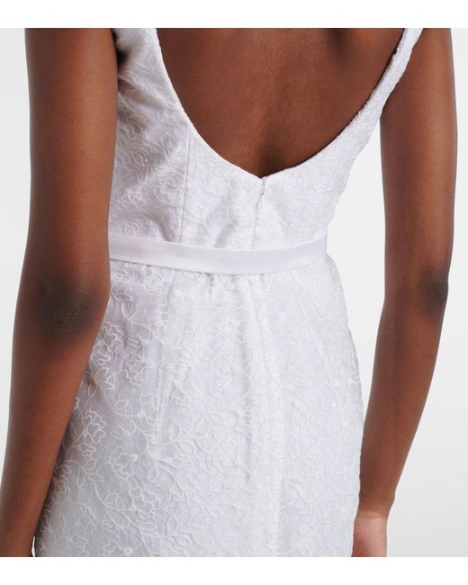 Markarian White Bridal Robin Floral Jacquard Gown