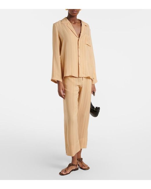 Saint Laurent Natural Striped Silk Shirt