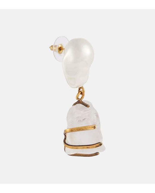 Erdem White Faux Pearl Drop Earrings