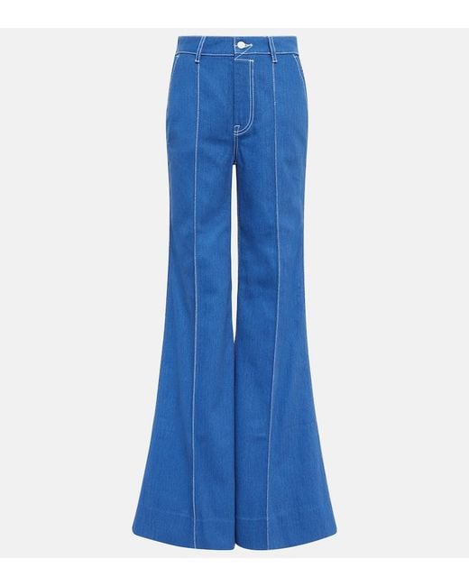 Zimmermann Blue Embroidered High-rise Flared Jeans