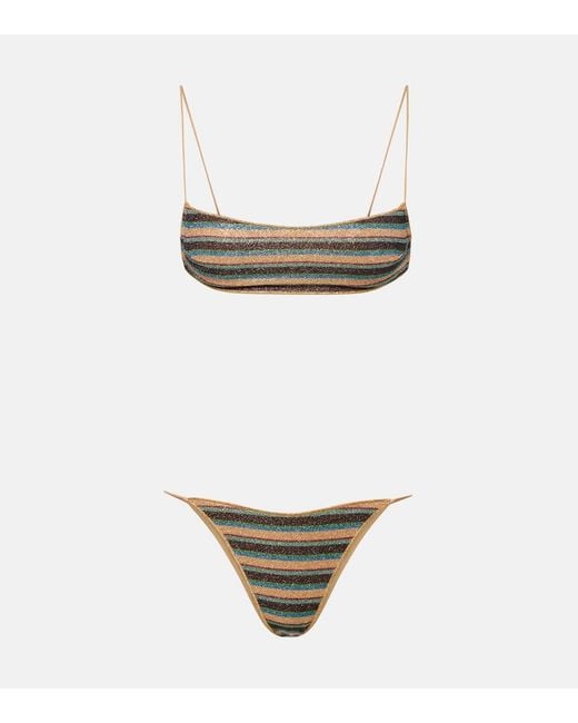 Oseree White Lumiere Striped Bikini