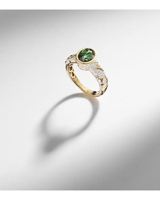 Marina B White Ondine 18Kt Ring With Diamonds And Tourmaline