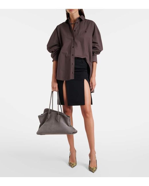 The Attico Brown Tote Bag La Passeggiata Medium Aus Veloursleder