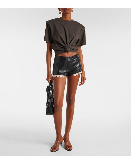 Magda Butrym Black Gathered Cotton And Silk T-Shirt