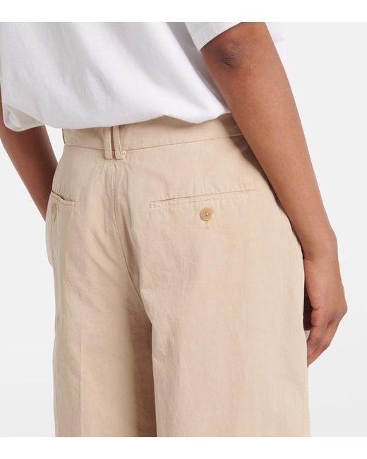 The Row Natural Lilas Cotton And Linen Wide-Leg Pants