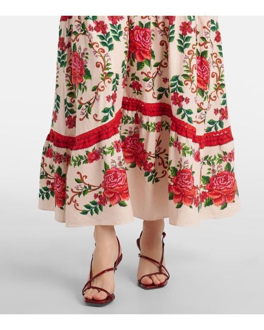 Farm Rio Red Bedrucktes Maxikleid Aus Einem Leinengemisch
