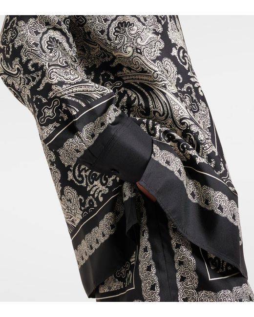 Nili Lotan Black Alfie Paisley Silk Twill Shirt
