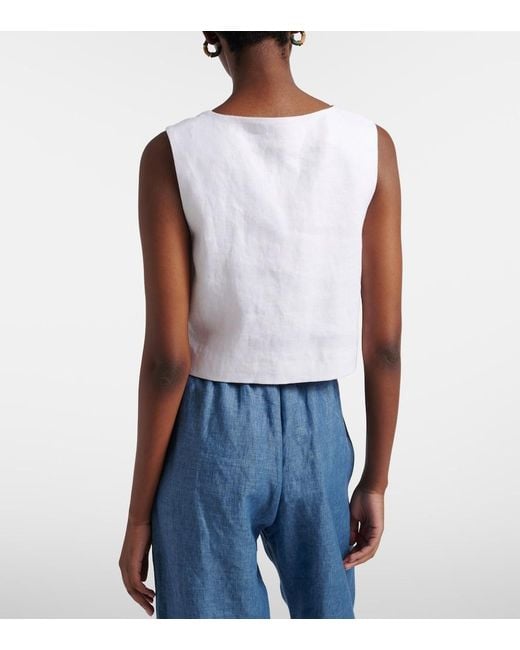 Posse White Rio Linen Crop Top