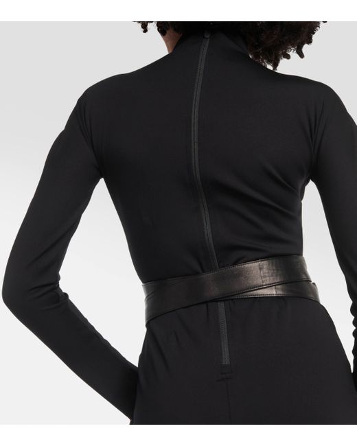 Alaïa Black Leather-trimmed Jersey Maxi Dress