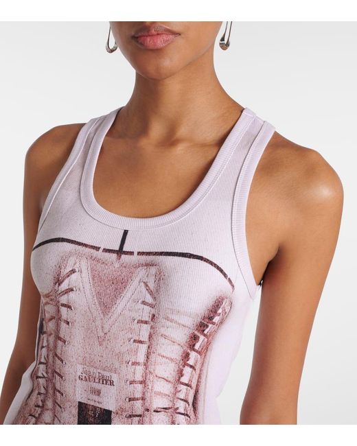 Vestido En Mezcla De Algodon Con Trampantojo Jean Paul Gaultier de color Pink