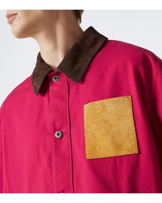 Loewe Pink Suede-Trimmed Cotton Canvas Jacket for men