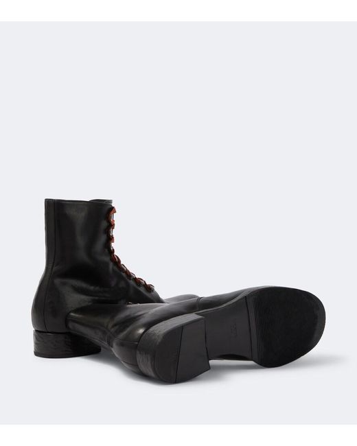 Prada Black Leather Lace-Up Boots for men