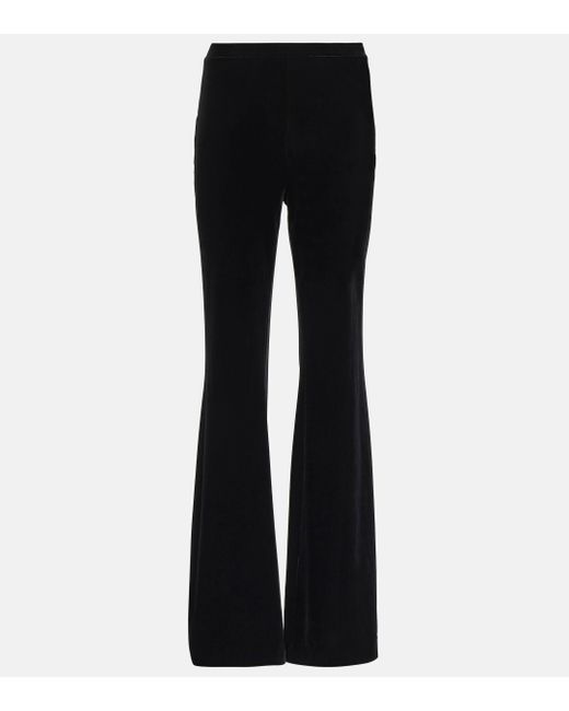 Diane von Furstenberg Black Ruthette Velvet Wide-leg Pants