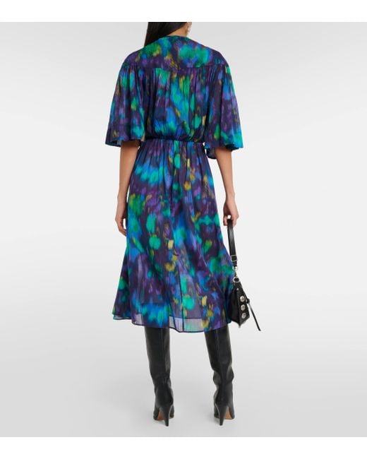 Robe midi Maggy imprimee en coton Isabel Marant en coloris Blue