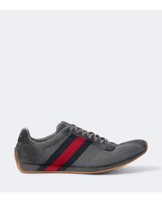 Gucci Gray Tempo Suede-Trimmed Sneakers for men