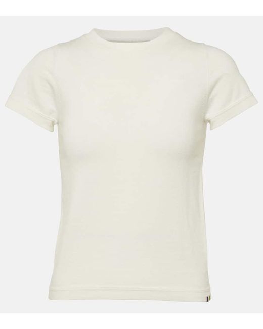 Camiseta N°292 America de algodon y cachemir Extreme Cashmere de color White