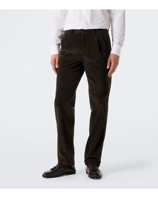 Rubinacci Black Modluca Cotton Corduroy Straight Pants for men
