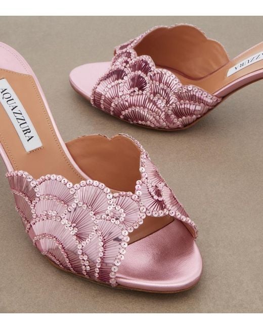 Aquazzura Pink Ce Soir Sequined Mules